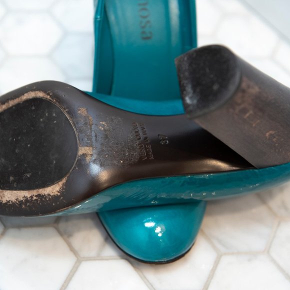 Gorgeous turquoise patent leather pumps Sz7 - Picture 4 of 6